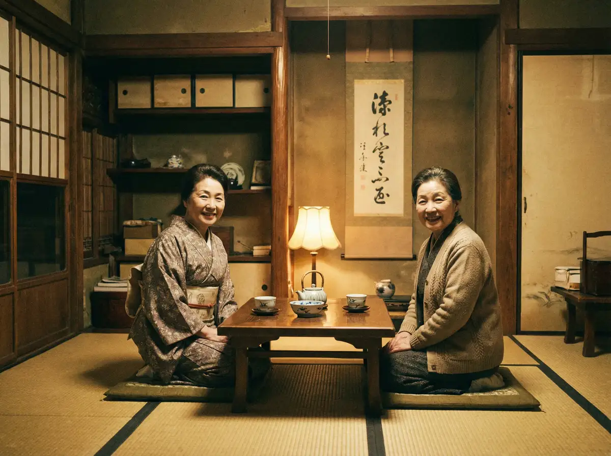 两位优雅的 王思诺|王思诺自媒体在线播放-极品王思诺官方入口 在日式茶室中品茶交谈